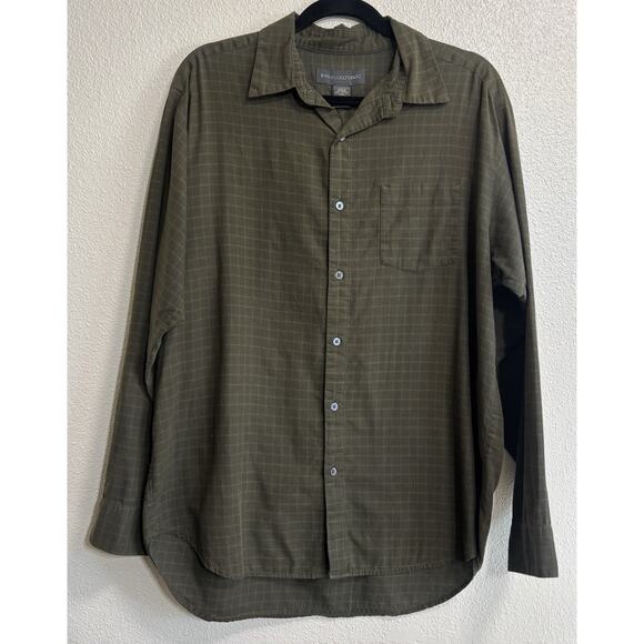VTG Banana Republic Mens Sz L Button Up Shirt Green Plaid Preppy Retro Y2K 90’s - Picture 1 of 6